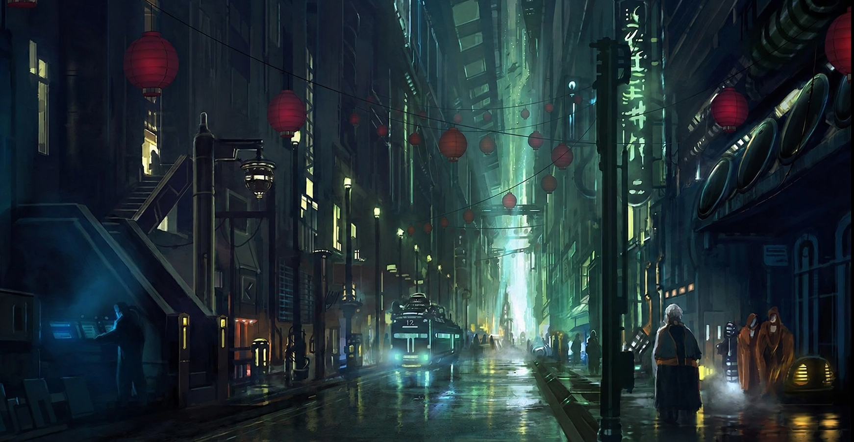 An illuminated futuristic city street representing a connected world